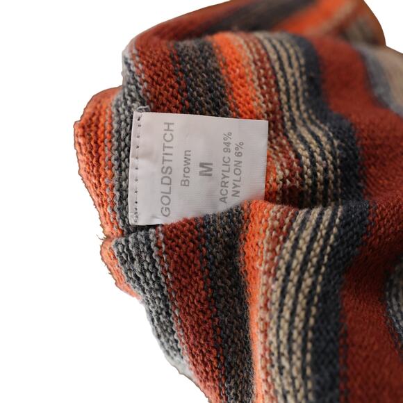 Goldstitch Brown Striped Fringe Cardigan Sweater | Size M - Picture 10 of 10